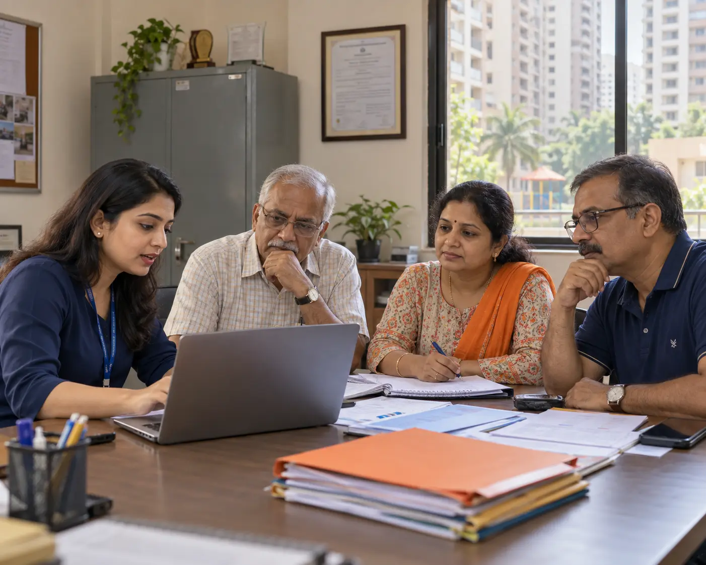 Society Manager meeting with a housing society committee