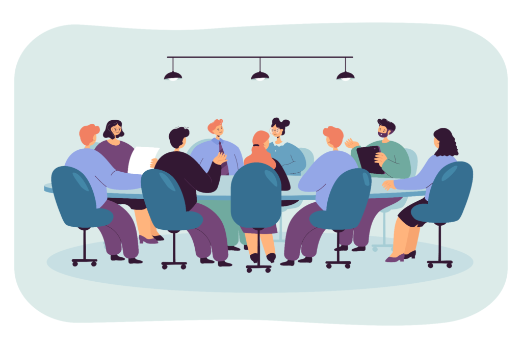 Managing committee members in a meeting discussing spending authority under Chapter XI-B