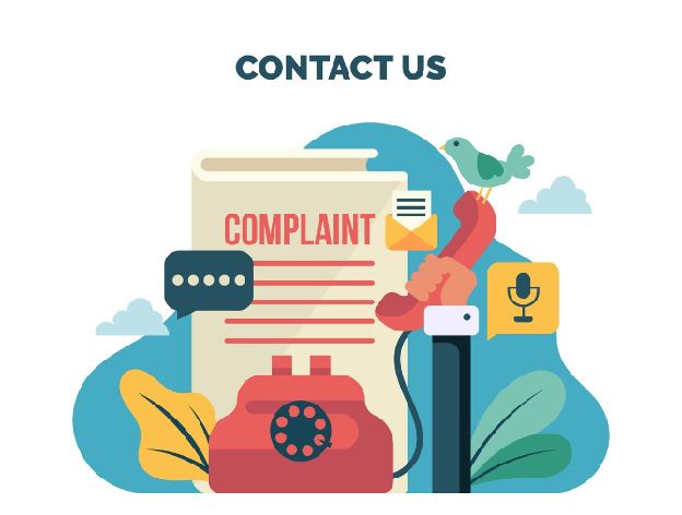 Illustration of a complaint form with a telephone for housing society complaint resolution